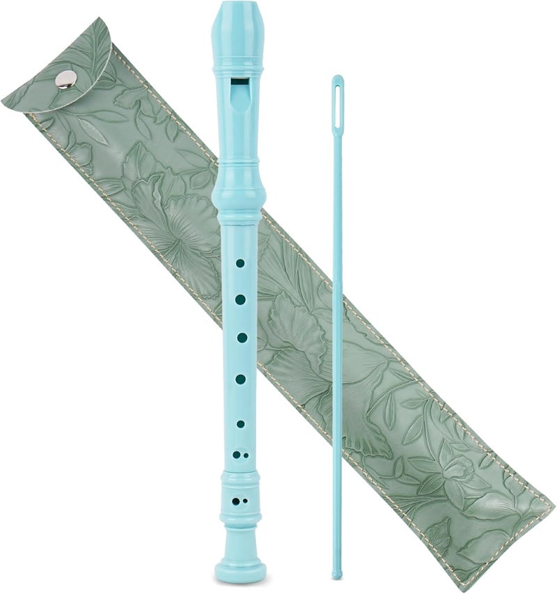 Haecsfl Recorder Instrument for Beginner Adults,8-Hole Soprano Descant Recorder Music Flute with with Cleaning Rod & Leather Case For Home Entertainment(2-Carved Dark Green) - Image 1